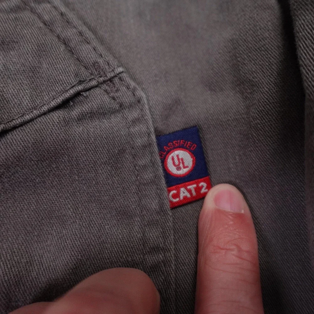 LAPCO FR Coveralls Mens Large Gray Cotton Twill Flame Resistant CAT 2 Workwear